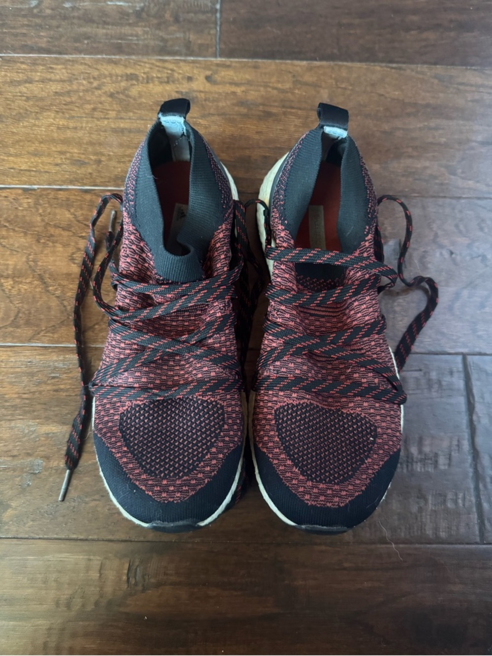 adidas Knit Running Shoes in Black and Red